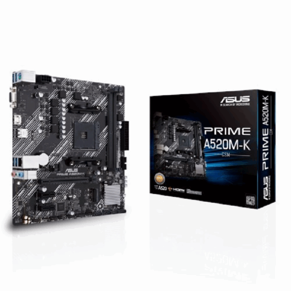 ASUS PRIME A520M-K (AM4, A520, DDR4, USB 3.2, SATA3)