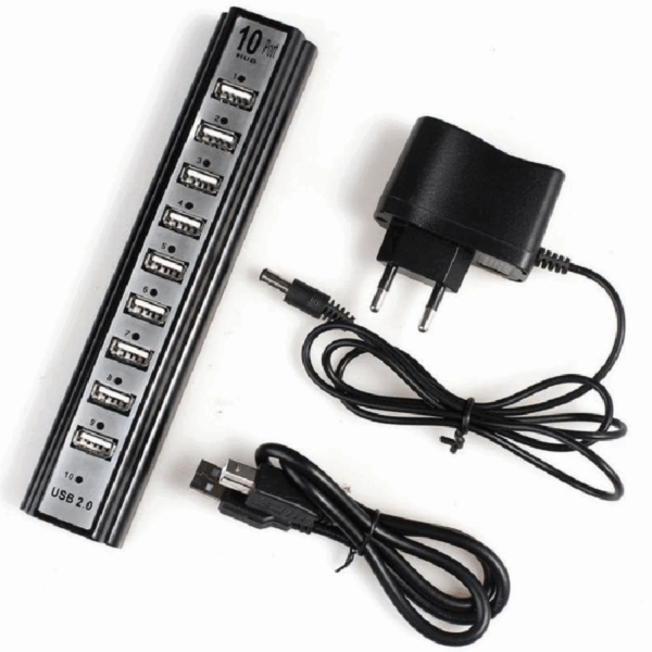 USB HUB 10 PORT 2.0 WITH ADAPTOR